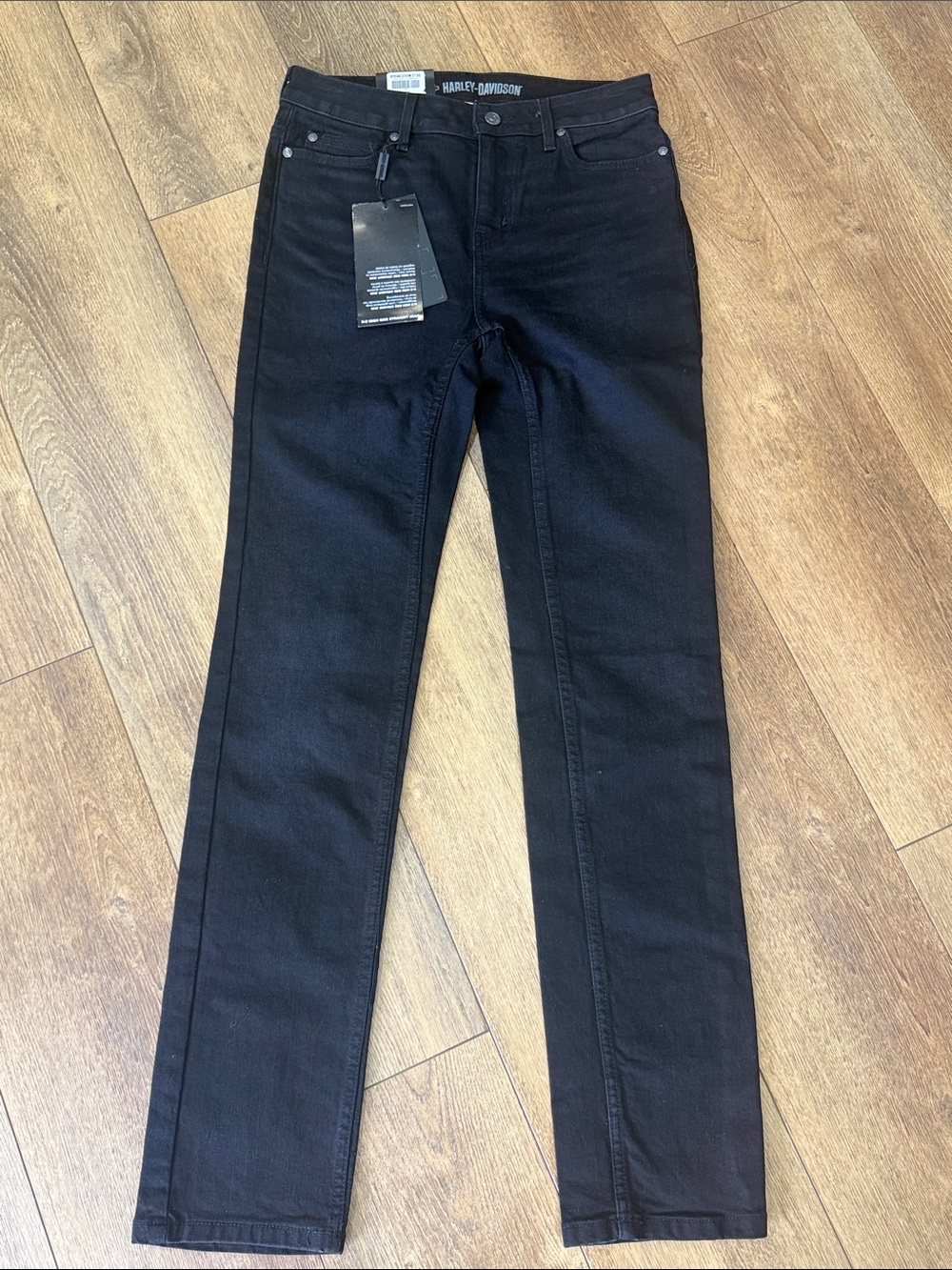 Harley-Davidson Womenโs Black Skinny Stretch Jeans. Size 27